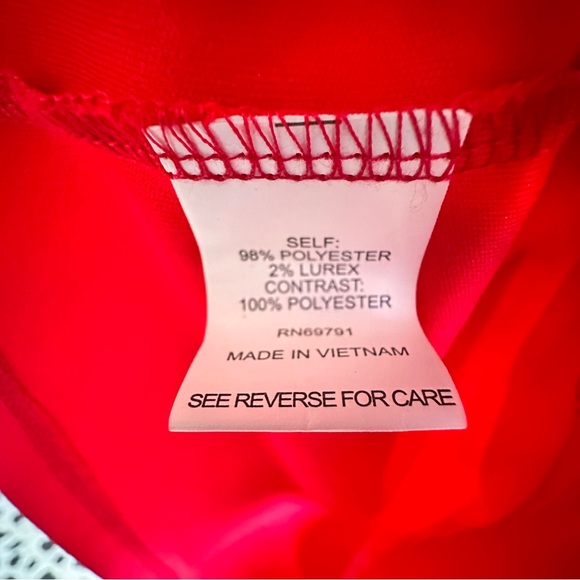 Sara Michelle Red and Off White Floral Dress 3 Tier, Faux Neck Floof XL - Picture 12 of 12